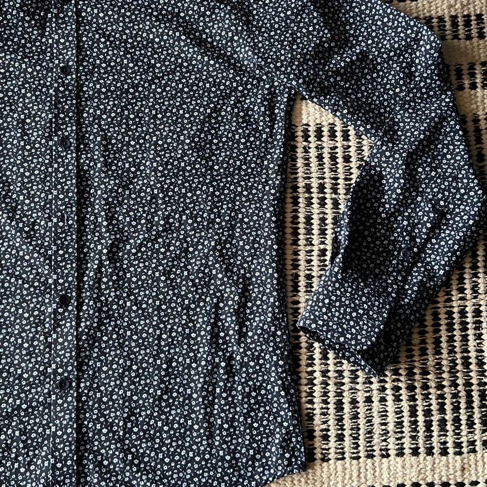 Rugby Size Small Blue Floral Print button up shirt long sleeve - Picture 3 of 6